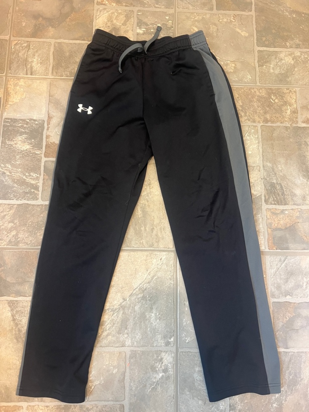 Under Armour Black Track Pants with Gray Side Panel